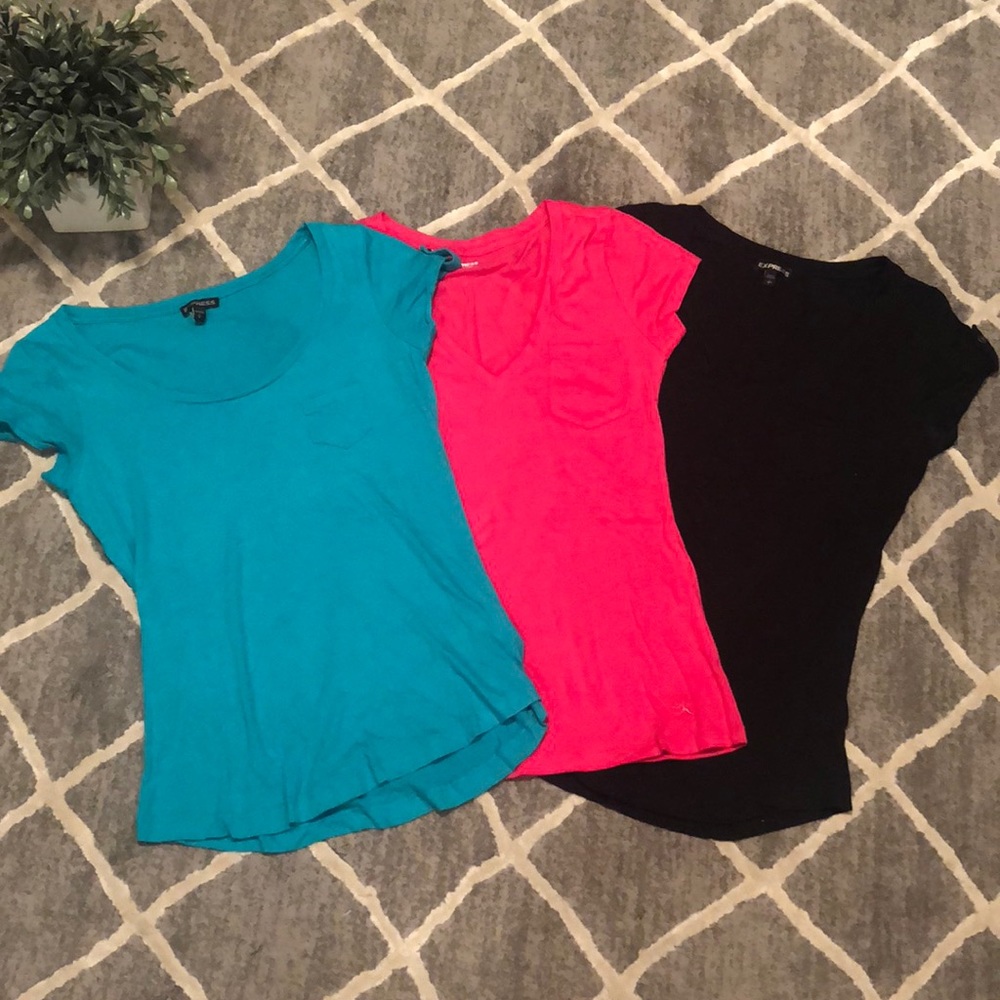 3 Express t shirts black teal pink XS/S